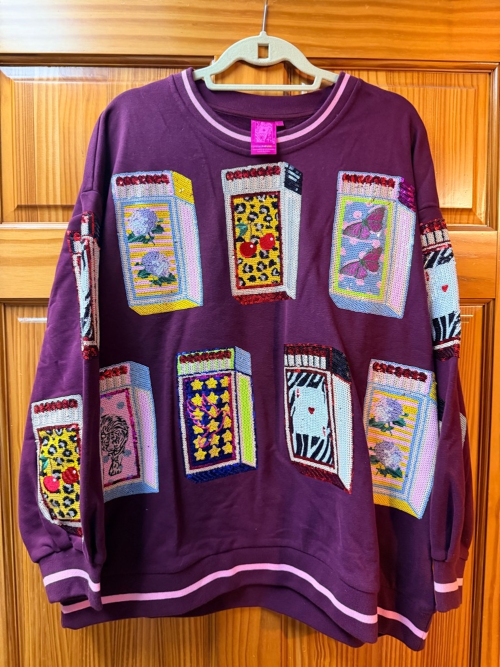 QOS Maroon Graphic Sweatshirt with Matchbox Patch Art